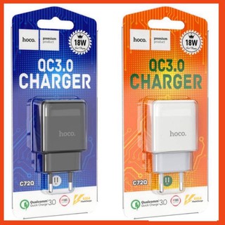 Củ sạc nhanh 18w chính hãng hoco c72q dòng qc3.0. sạc full iphone, ipad, android pkch8886