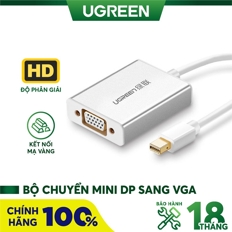 Cáp chuyển đổi Mini Displayport, thunderbolt sang VGA âm Ugreen 10403, bảo hành 18 tháng