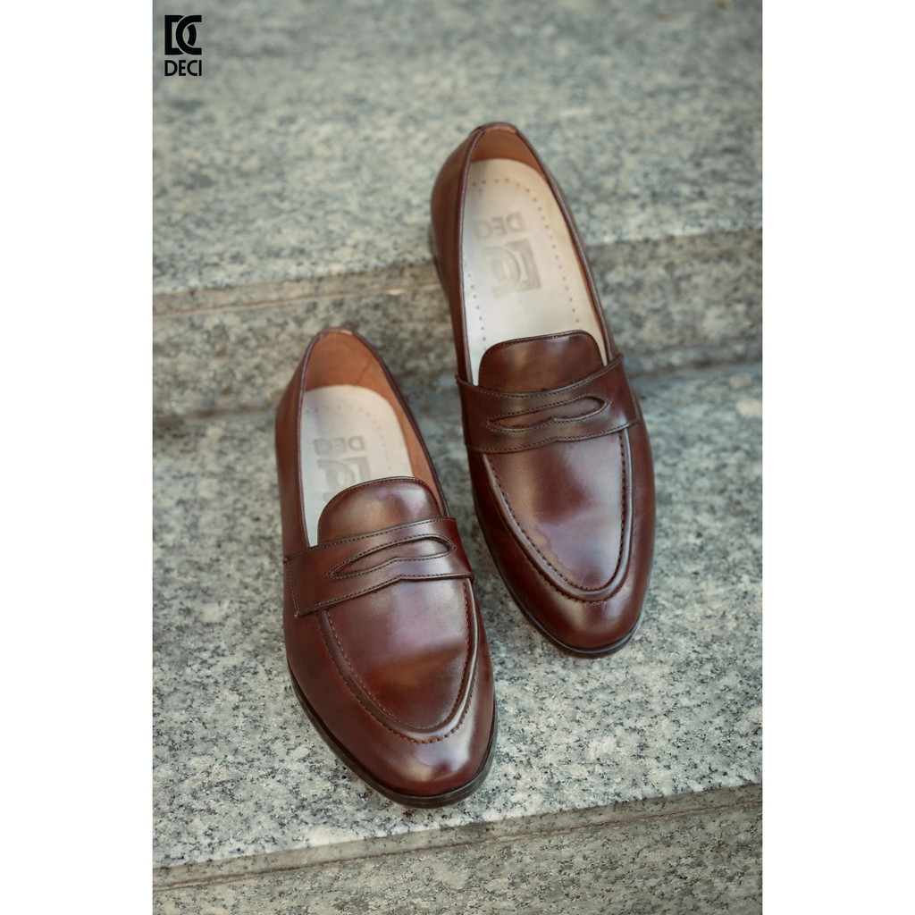 Giày tây công sở DECI màu booc đô dòng giày Loafer BROGUE 13