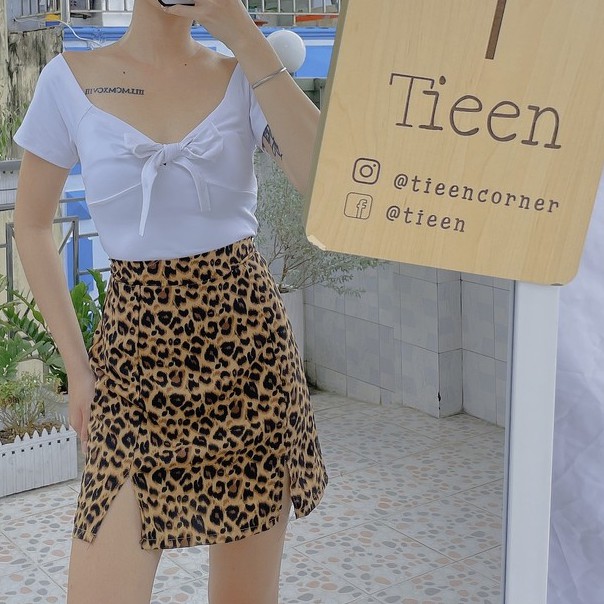 [Hình thật] Chân váy da beo trendy