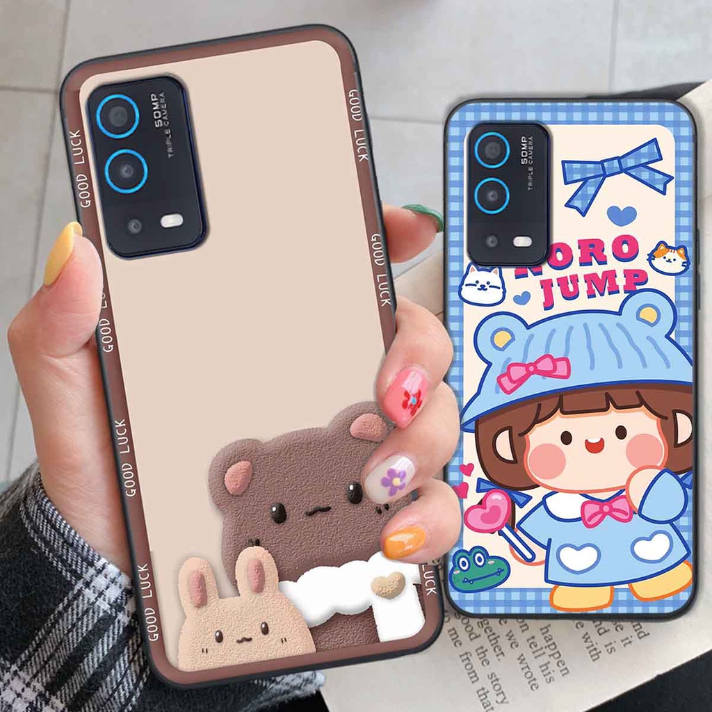 Ốp Oppo A54 / A55 bear brick, gấu đáng yêu, dễ thương
