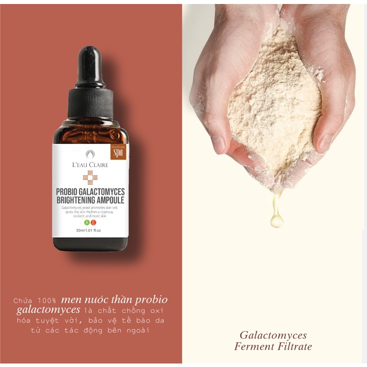 Tinh chất dưỡng da căng bóng làm đều màu L'eau Claire Probio Galactomyces Brightening Ampoule 30ml