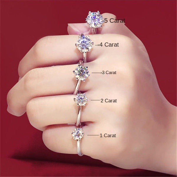 Nhẫn kim cương Moissanite chính hãng PT950 đôi nữ bạch không phai 5 carat ngôi sao ma thuật của Bỉ