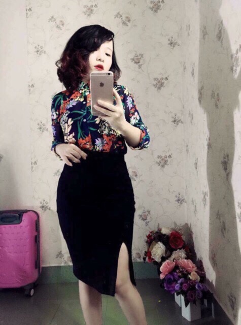 Chân váy công sở bút chì xẻ trước,sau chất umi cao cấp | BigBuy360 - bigbuy360.vn