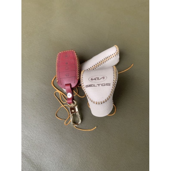 Kia seltos] Bọc da cần số,tay phanh xe Kia Seltos bằng da bò 100%, bảo hành 12 tháng