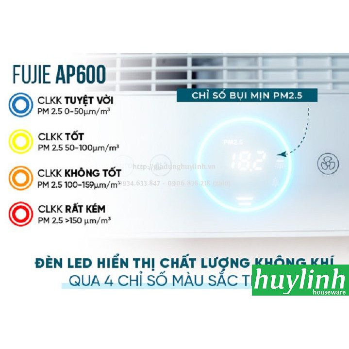 [Mã ELHAMS5 giảm 6% đơn 300K] Máy lọc không khí Fujie AP600 - 30m2 - Điều khiển Wifi