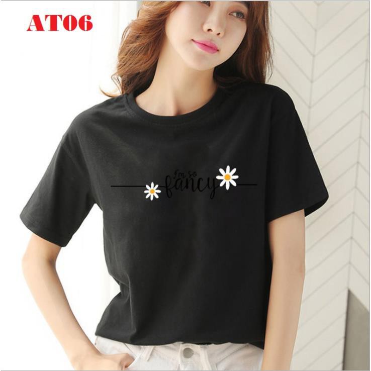 Áo thun nữ cotton co giãn 4 chiều AT05 họa tiết dễ thương fancy