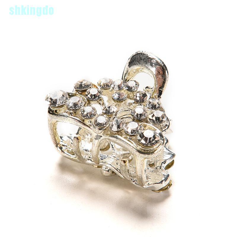 Kẹp tóc càng cua cỡ nhỏ có đính hoa pha lê phong cách mới cho nữ