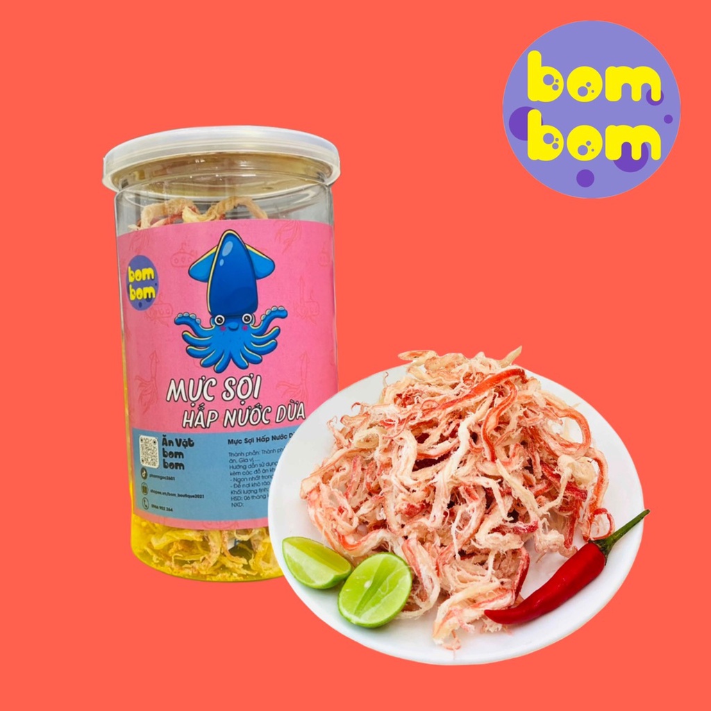 Hộp Mực Sợi Hấp Nước Dừa Thơm Ngon Hấp Dẫn - Ăn Vặt Bom Bom