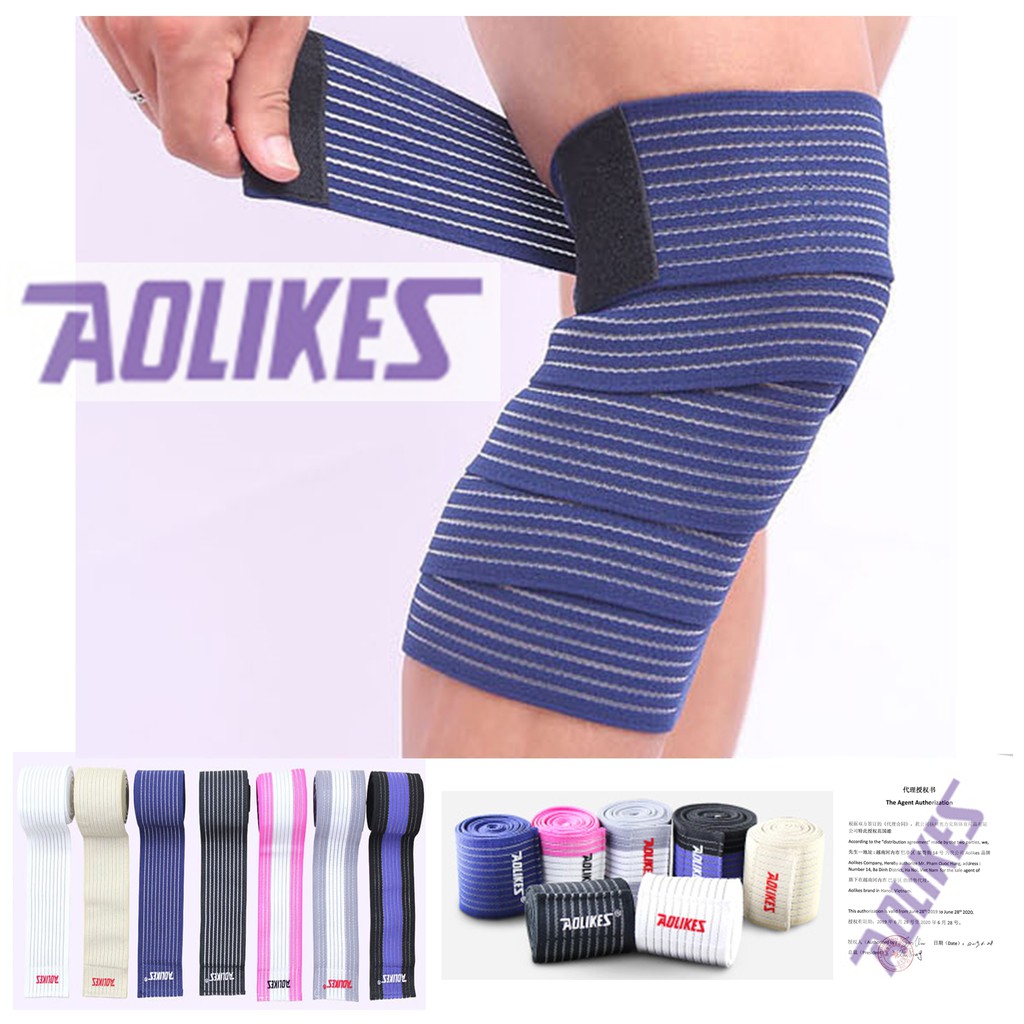 BÁN BUÔN - Aolikes AL 1516 (1 cái) 180CM Đai cuốn ĐẦU GỐI, ĐÙI, BẮP CHÂN chống trượt chuyên gym BANSIDAOPHUOT