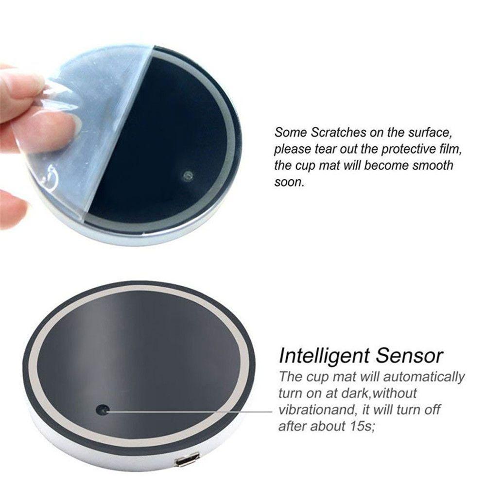 ♪Jony♪ Đế Lót Ly Chống Trượt Có Đèn Led Nhiều Màu Có Thể Sạc Lại Cho Xe Hơi