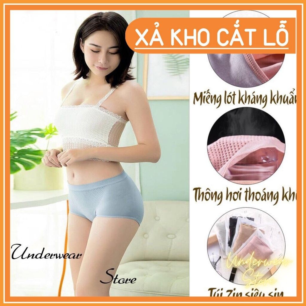 Quần Lót, Quần Chíp Nữ Xuất Nhật Định Hình Nâng Mông - Kháng Khuẩn Free Size ( Hàng Loại 1 - Đóng Túi Zip)