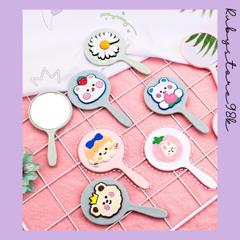 Gương tròn có tay cầm hình cute ( bé 5x10cm )