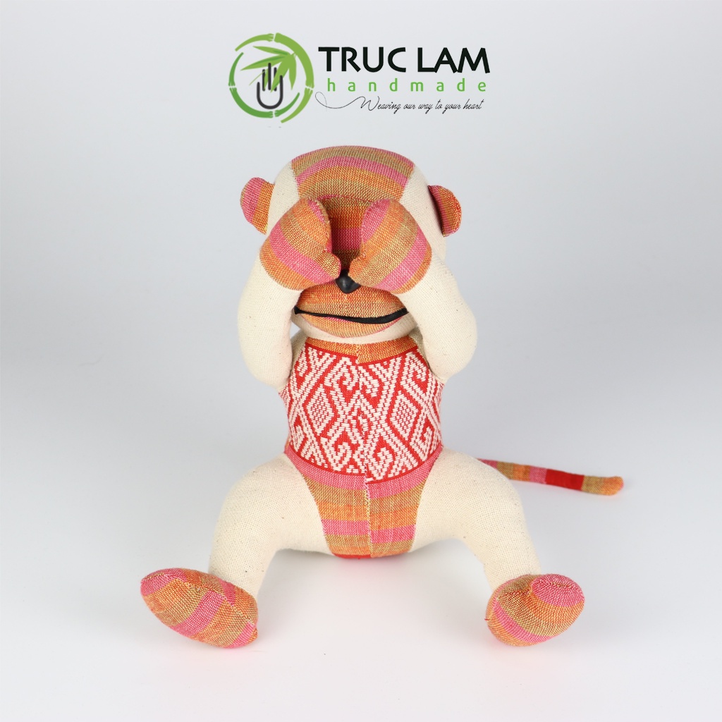 Đồ Chơi Cho Bé Thú Nhồi Bông Bộ Ba Khỉ Tam Không Vải Thổ Cẩm Dệt Tay Bông Gòn Cao Cấp – Trúc Lâm Handmade
