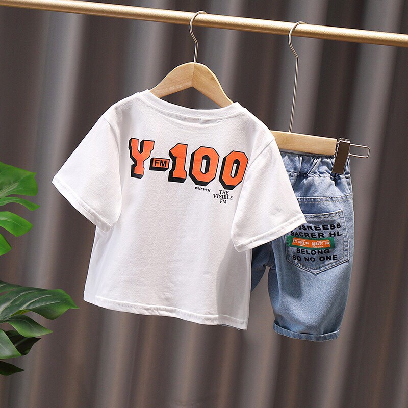 Quần áo bé trai phong cách Hàn Quốc, áo khủng long cho bé, chất cotton, quần jean mềm. BAOQUANFASHION Có ảnh thật [Y100]