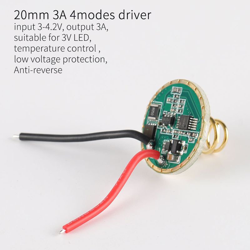 Trình Điều Khiển Đèn Pin 20mm 3A 4 Chế Độ 3-4.2V 3A Cho Đèn LED 3V