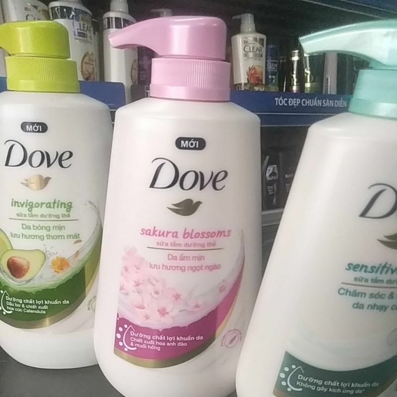 Sữa tắm dưỡng thể Dove dầu bơ,  hoa anh đào, làm dịu da nhạy cảm