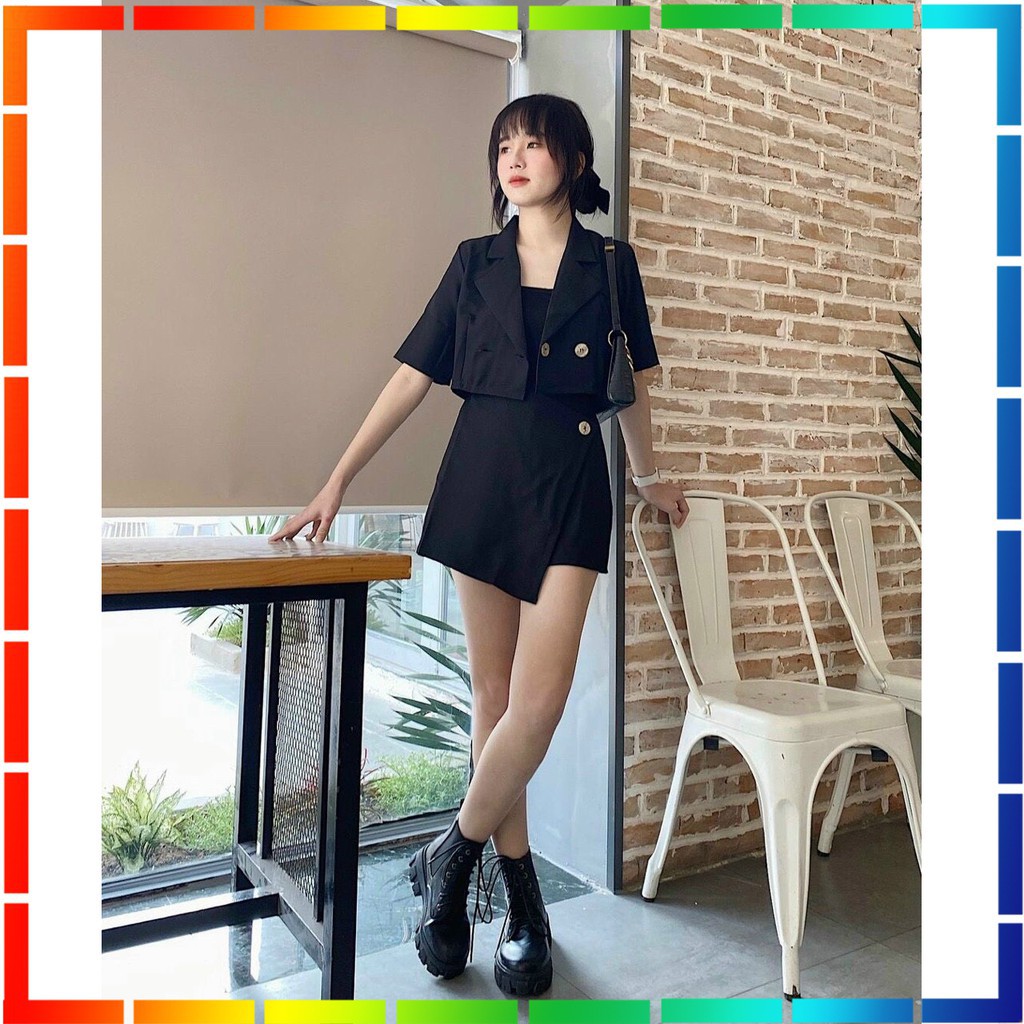 ( ẢNH THẬT ) - SET ĐỒ NỮ CÁ TÍNH ÁO CROPTOP KIỂU VEST CHÂN VÁY LỆCH CHỮ A DÀY DẶN FORM NHƯ HÌNH | BigBuy360 - bigbuy360.vn