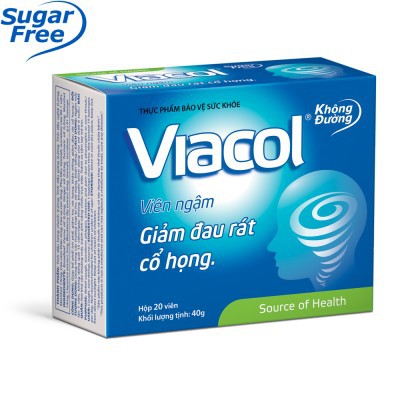 Viên Ngậm Hỗ Trợ Giảm Ho, Rát Họng, Khàn Tiếng Viacol Hộp 20 Viên  (5 Vỉ x 4 Vên)