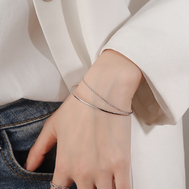 925 Silver New Simple Bracelet Fashion Korean Double Layer Bracelet Bracelet Accessories Gifts | BigBuy360 - bigbuy360.vn