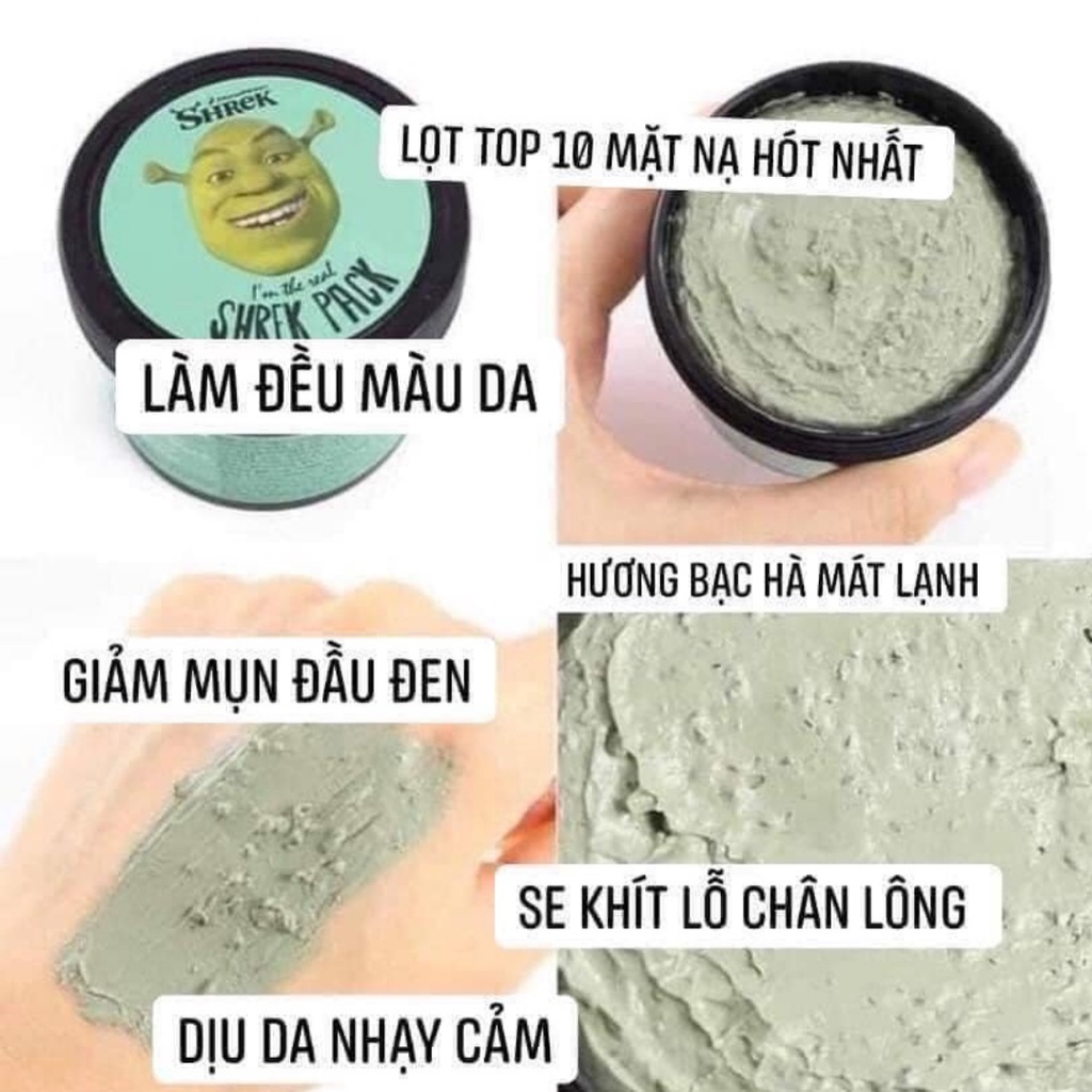 Mặt Nạ Đất Sét Tươi Chiết Xuất Bạc Hà Dreamworks Shrek I'm The Real Shrek Pack 110ml
