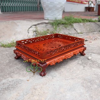 Khay Trà Cafe Cao Cấp Đục Hoa Tinh Sảo Gỗ Hương Khay chè rồng
