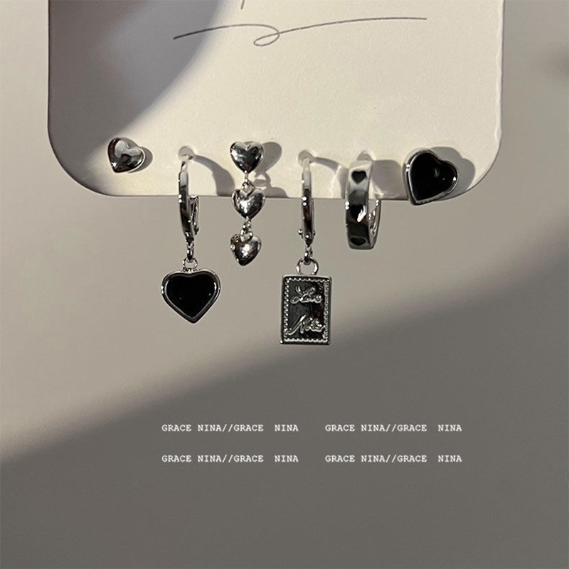 Bộ 4 Khuyên Tai Hợp Kim Đính Đá Nhiều Kiểu Dáng Thời Trang