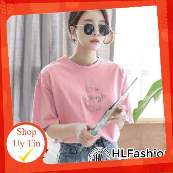 Áo thun tay lỡ chữ Live Laught Love cực xinh - form rộng freesize