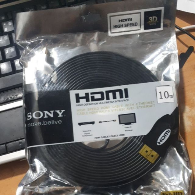 Dây Cáp Tín Hiệu HDMI Dùng Cho Máy Tính Để Bàn PC Máy Chiếu Tivi Đầu Ghi Camera Sony 10m Dẹt Full HD 1080