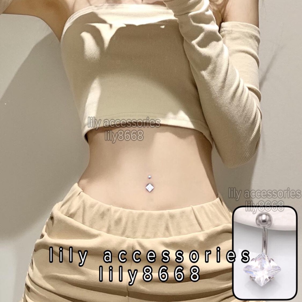 khuyên rốn hình tứ giác không gỉ