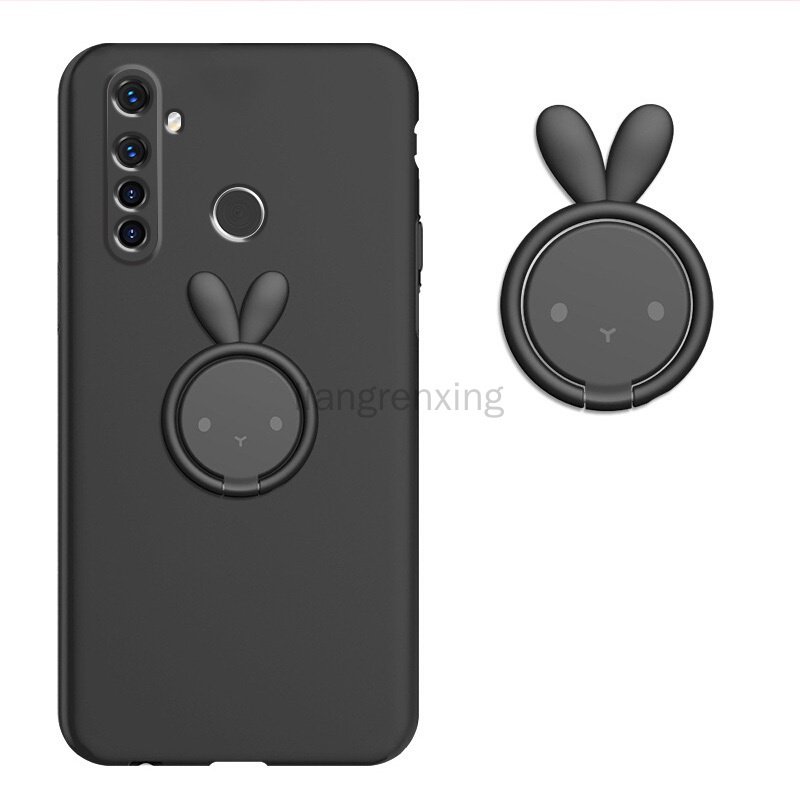 Ốp lưng realme 5 realme 5i realme 5 pro 5s realme 6i realme c3 Ốp điện thoại silicon dẻo họa tiết hoạt hình chú thỏ kèm giá đỡ cho realme 5 5i 5 pro 5s 6i c3