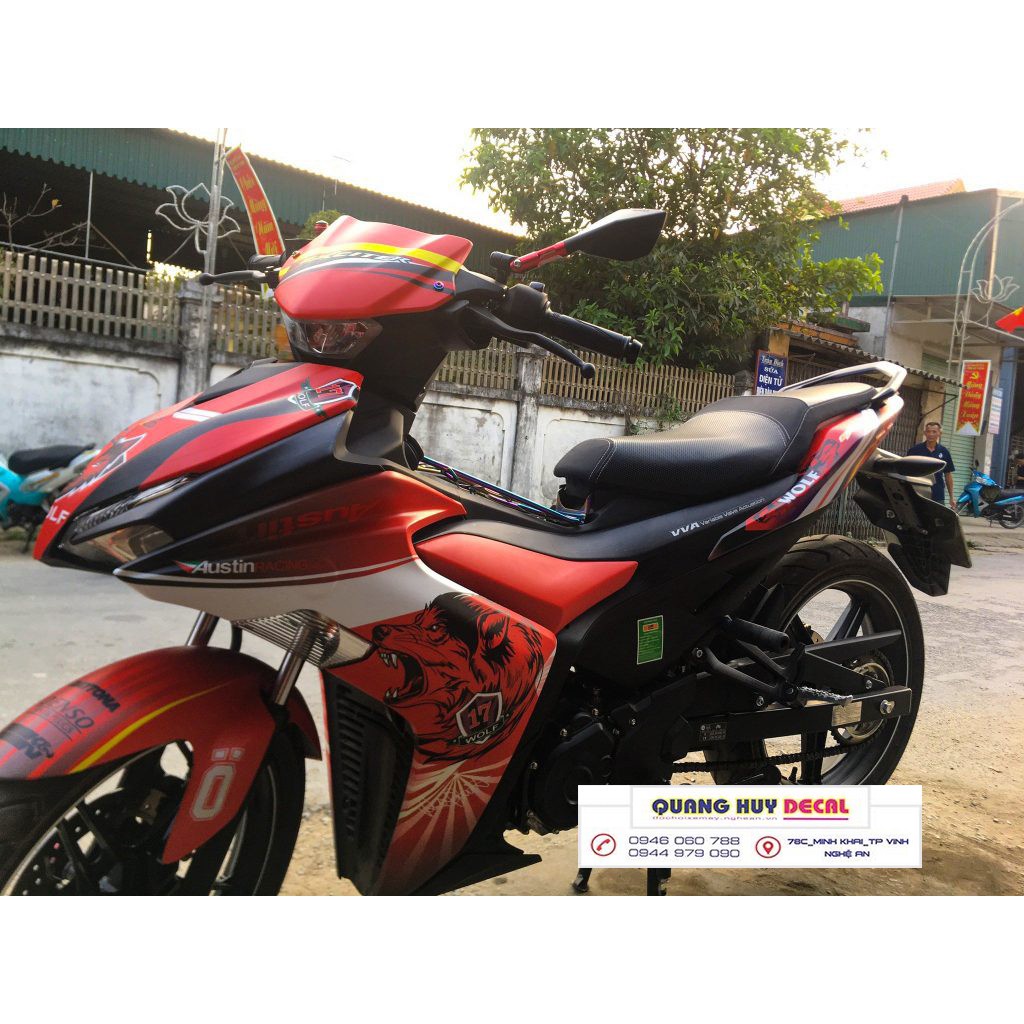 Tem trùm exciter 155 ♦FREESHIP♦ đỏ đen wolf, tem exciter155, team trùm ex 155, tem xe ex155 đỏ đen w