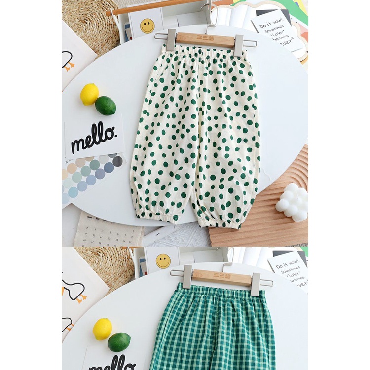 [Babycat] Hàng Có Sẵn Quần Cotton Lanh Mỏng Kẻ Sọc Phong Cách Nhật Hàn Chống Muỗi Thời Trang Mùa Hè Cho Bé Trai Và Bé Gái