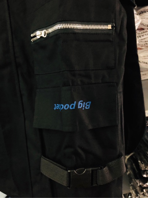 Áo Khoác Jean Kaki TÚI DÂY KÉO 2 MÀU Ulzzang Unisex 1hitshop