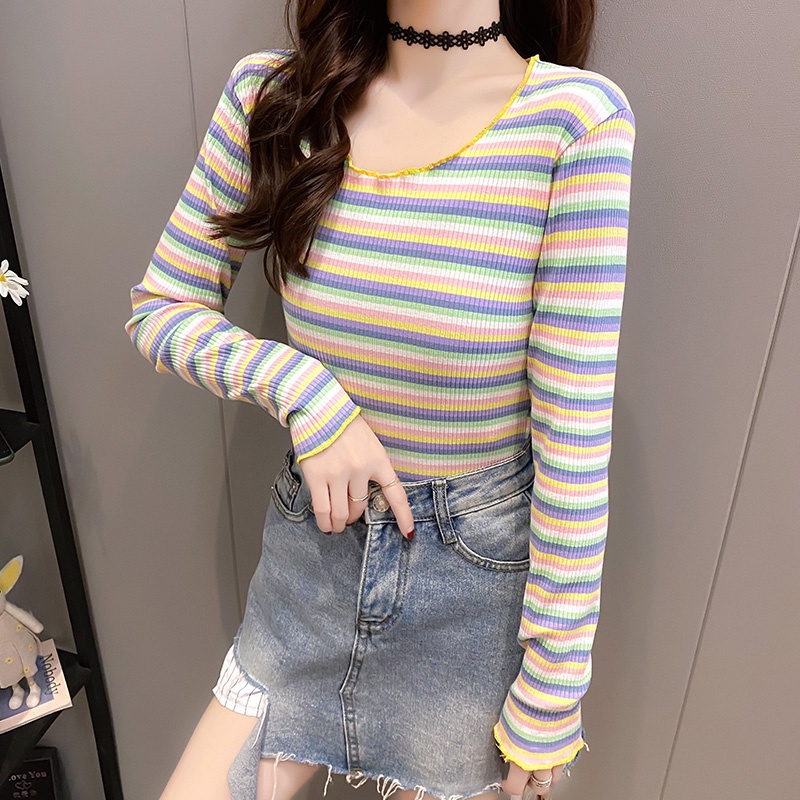 NRVP Áo Thun Nữ Tay Dài 100% Cotton Thời Trang Hàn Quốc