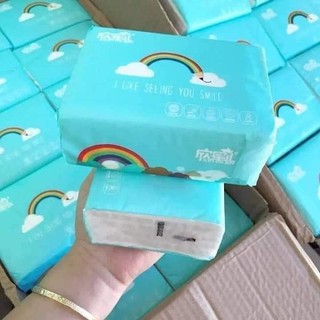 Bịch 100 tờ khăn giấy ăn cầu vồng 3 lớp hãng khăn giấy xinmier