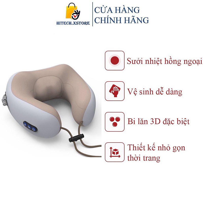 Gối Mát Xa Cổ Hồng Ngoại Chữ U, Máy Massage Cổ Vai Gáy Hiệu Quả Kiêm Gối Ngủ Tiện Lợi, Gối Massage Trị Liệu Cao Cấp