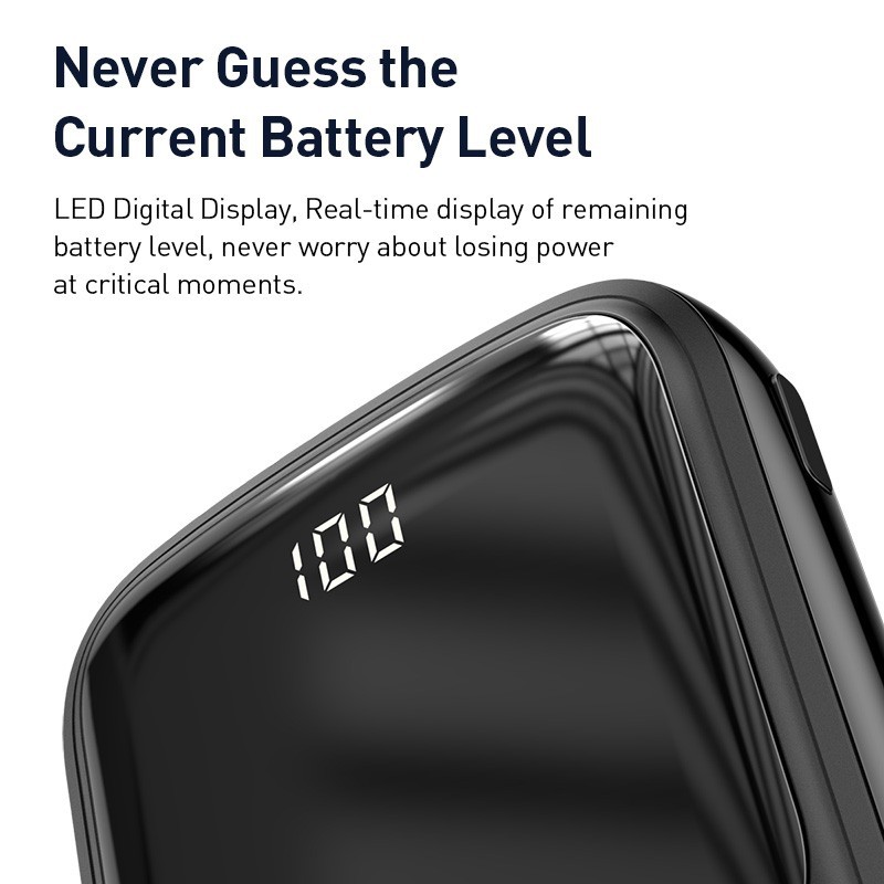 Pin dự phòng tích hợp cáp sạc Baseus Q Pow Digital Display 10,000mAh (3A/ 15W, Fast Charge Power Bank With Cable iPhone)