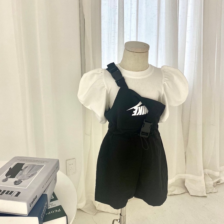 QG205- Quần yếm bé gái thô đen sz 80-140, yếm cho bé thời trang thể thao