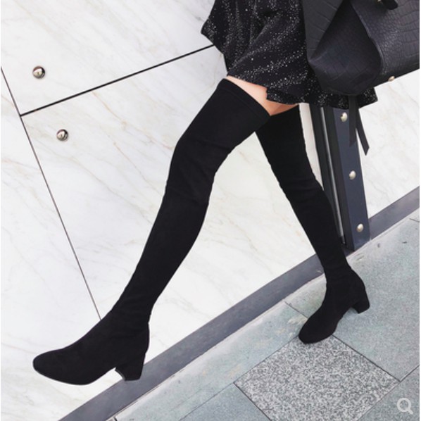 boot da lộn dáng dài qua gối đế bệt dáng ôm chân sang chảnh phong cách châu âu trẻ trung gợi cảm. hàng quảng châu GCC328