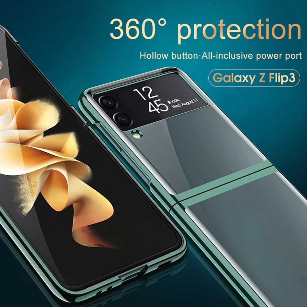 Ốp Điện Thoại Cứng Trong Suốt Mạ Điện Cho Samsung Galaxy Z Flip 3 5G