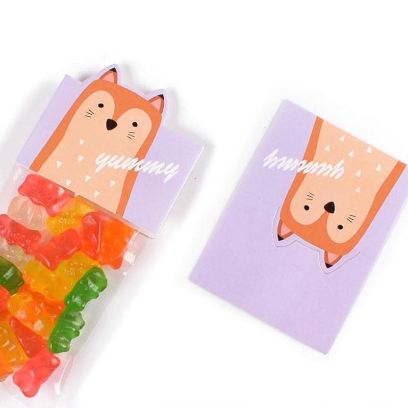 set 10 bộ túi kiếng kẹp giấy size 6 x 20 cm hình động vật