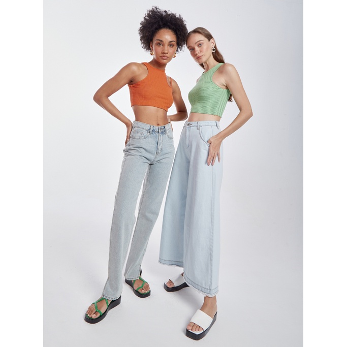 COCO SIN - Áo Croptop Cut Out Sọc Cam