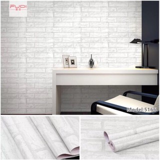 Giấy dán tường decal gạch trắng mờ có keo sẵn loại 10m x45cm