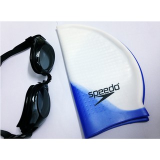 Mũ bơi silicone Speedo trắng xanh