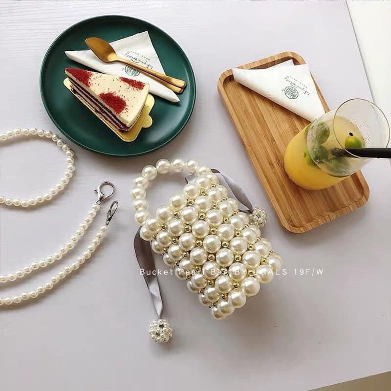 ( HOTTRENDTHUYTIEN ) Túi xách ngọc trai mini Thuỷ Tiên hình tròn thiết kế siêu xinh hàng đẹp.siêu rẻ hình shop tự chụp