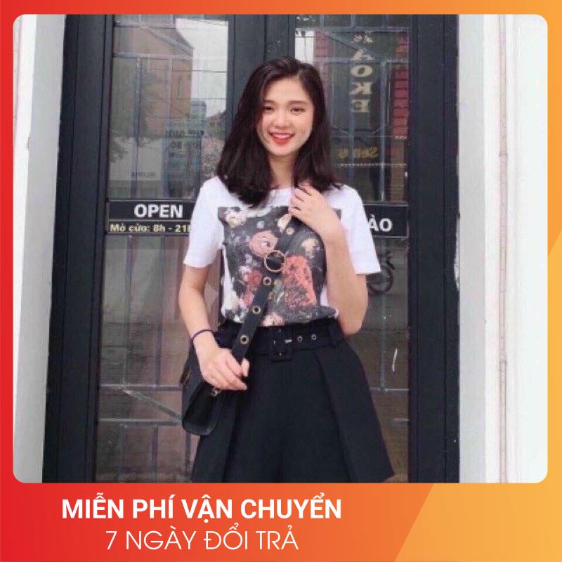 [Loại 1/Video thật]Quần short nữ lưng cao 24APRIL  Quần giả váy chất tuyết mưa kèm đai dễ mix đồ