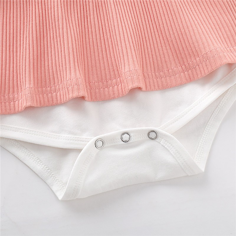 Set Romper giả hai mảnh và băng đô Mikrdoo dễ thương cho trẻ sơ sinh