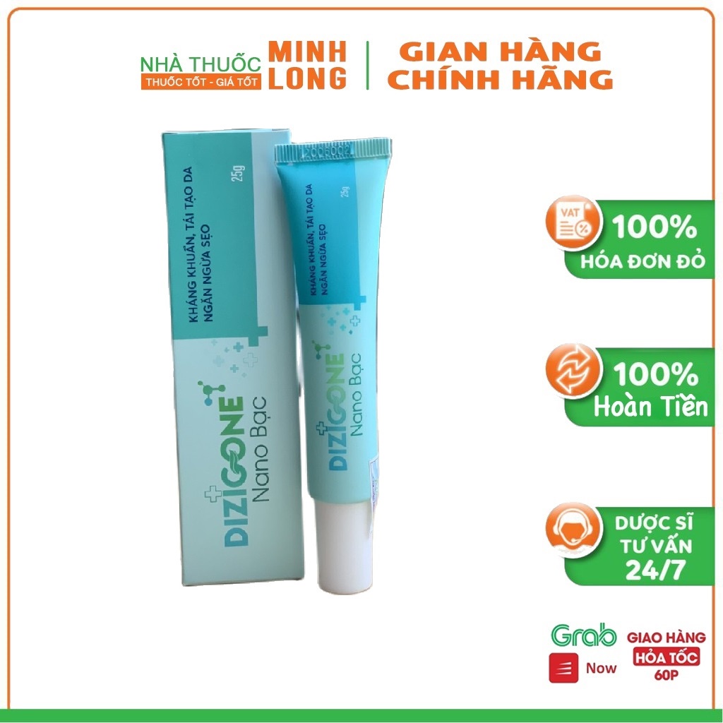 Dizigone nano bạc- Kháng khuẩn, tái tạo da, ngăn ngừa sẹo 25g