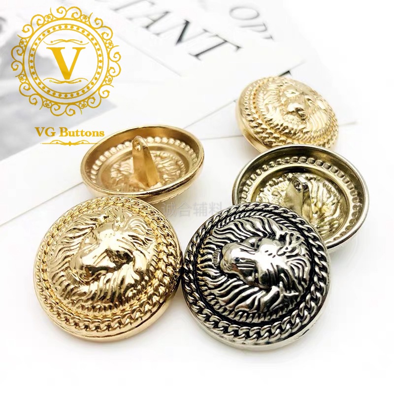 Cúc kim loại cao cấp, mẫu đầu sư tử , phù hợp áo vest nam và nữ, khoác dạ măng tô